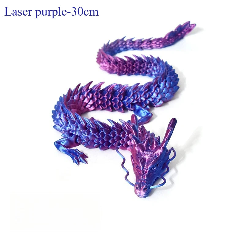 3D Printed Conjoined Dragon Ornaments, Movable Cartoon Creative Dragon Plants Toys Fish Tank Landscaping Decoration 30cm