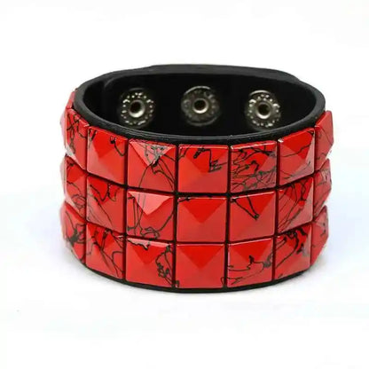 European and American New Punk Style Multi-Color Square Stud Leather Bracelet - Pedlar's Attic