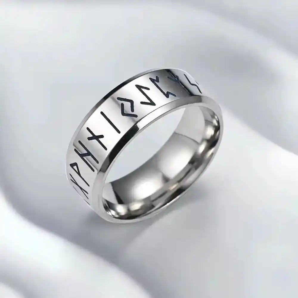 Viking Rune Ring — Stainless Steel Norse Amulet Band