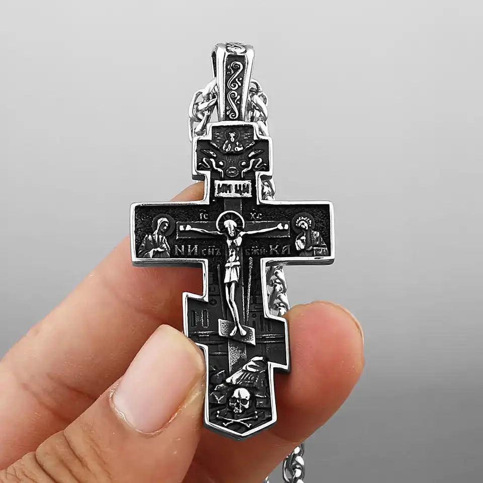 The Eternal Cross — Orthodox Jesus Pendant Necklace in Stainless Steel