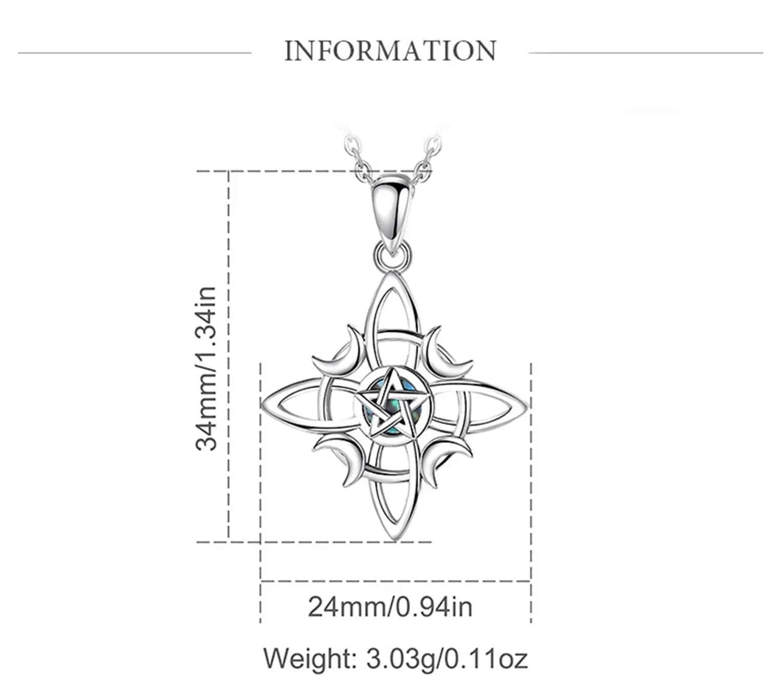 Celtic Knot Triple Moon Goddess Geometry Necklace