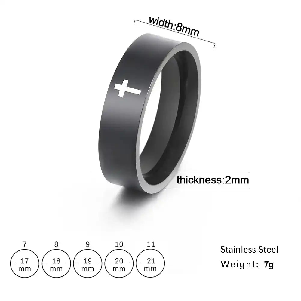 Bound by the Cross — Gothic Stainless Steel Couple Ring