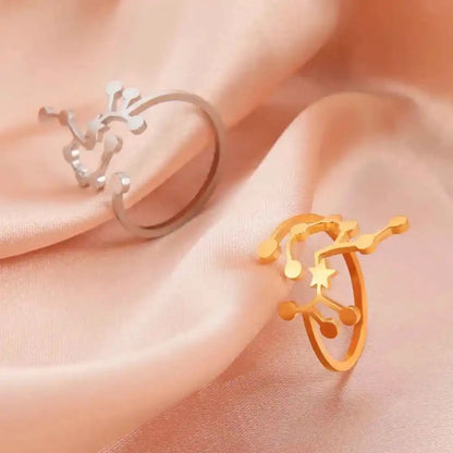 COOLTIME Zodiac Constellation Ring - Adjustable Stainless Steel Jewelry for Your Sign - Ideal Gift for Astrology Lovers - Pedlar's Attic
