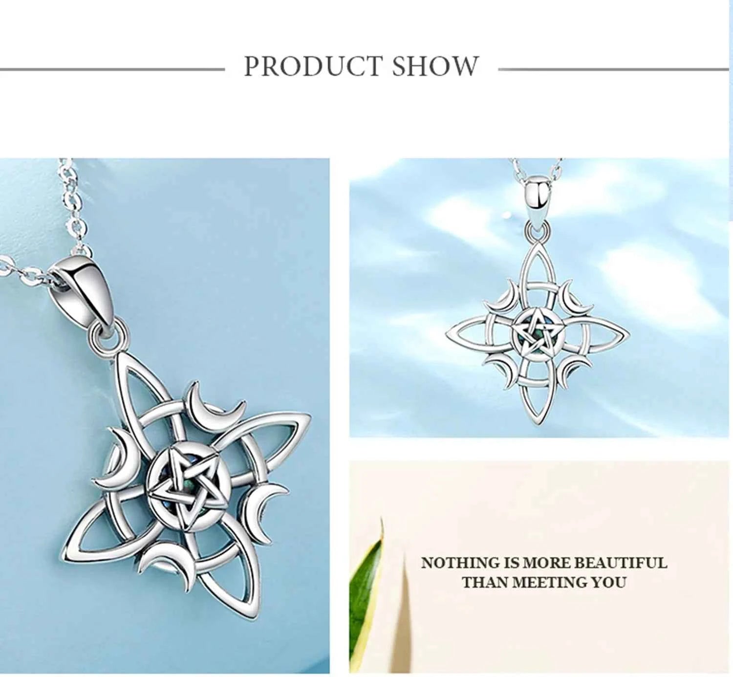 Celtic Knot Triple Moon Goddess Geometry Necklace