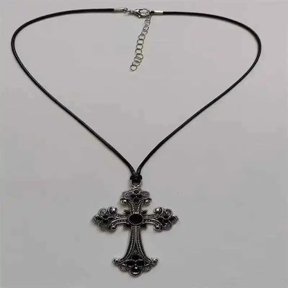 Sparkling Rhinestone Cross Choker Necklace - Bold Spiral Design for Goth & Punk Fashion Lovers - Pedlar's Attic