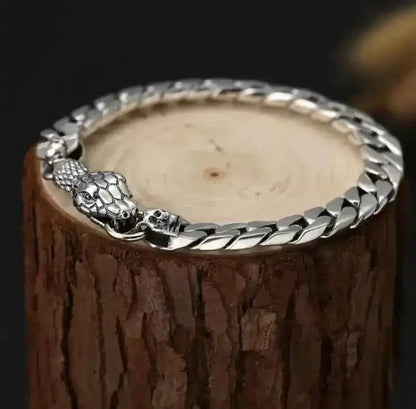 Stainless Steel Nordic Double Wolf Head Bracelet - Pedlar's Attic