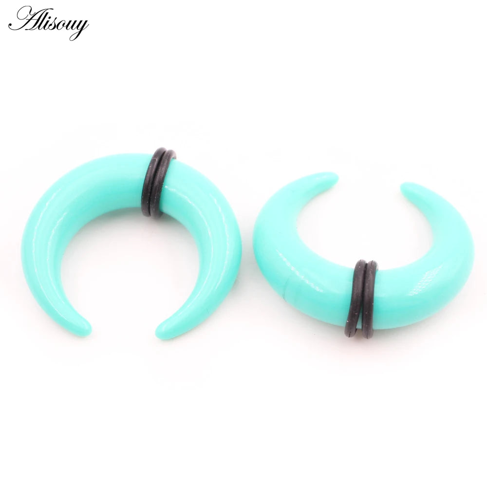 2pcs Acrylic C Sahpe Buffalo Horn Ear Pincher Septum Rings Piercing Black Ear Taper Stretcher Expander Body Jewelry 1.6mm-16mm - Pedlar's Attic