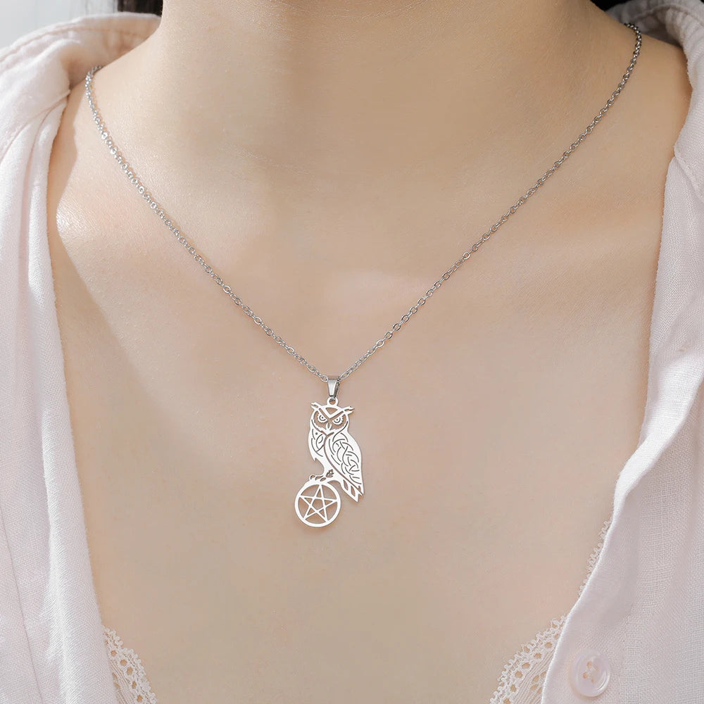 The Owl Pentacle — Stainless Steel Totem Necklace
