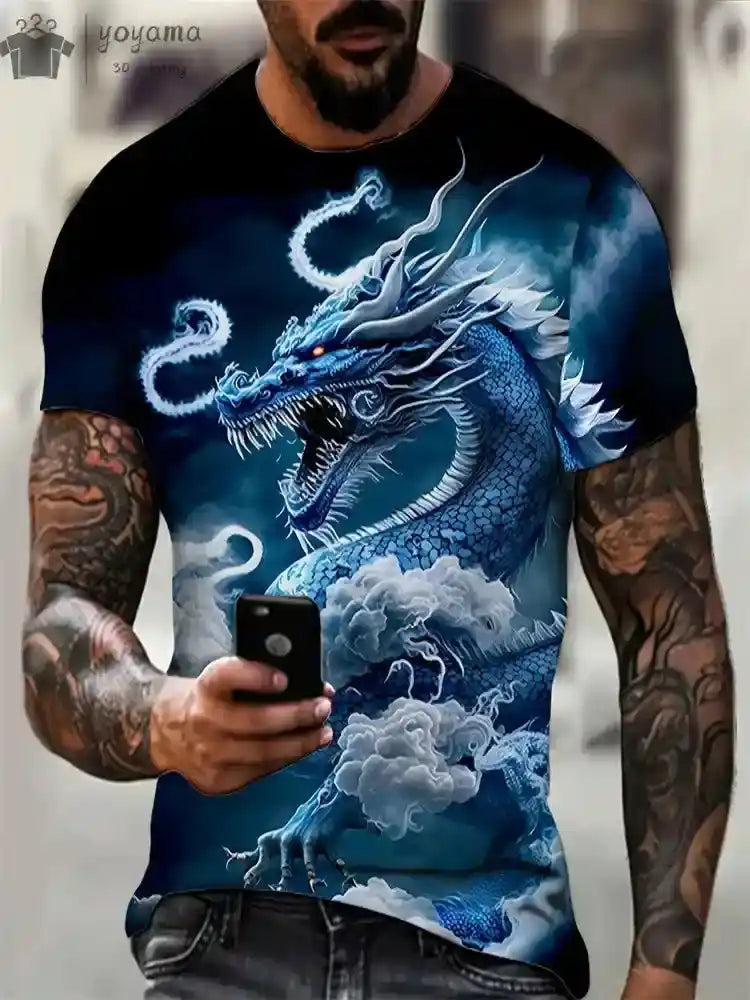 Fire & Scales – Dragon & Phoenix 3D Print Unisex Tee