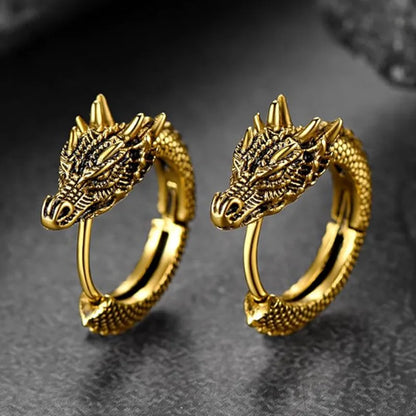 Huitan Trendy Male Dragon Hoop Earrings Hip Hop Style Punk Party Accessories Unisex Daily Wearable Personality Jewelry Drop Ship