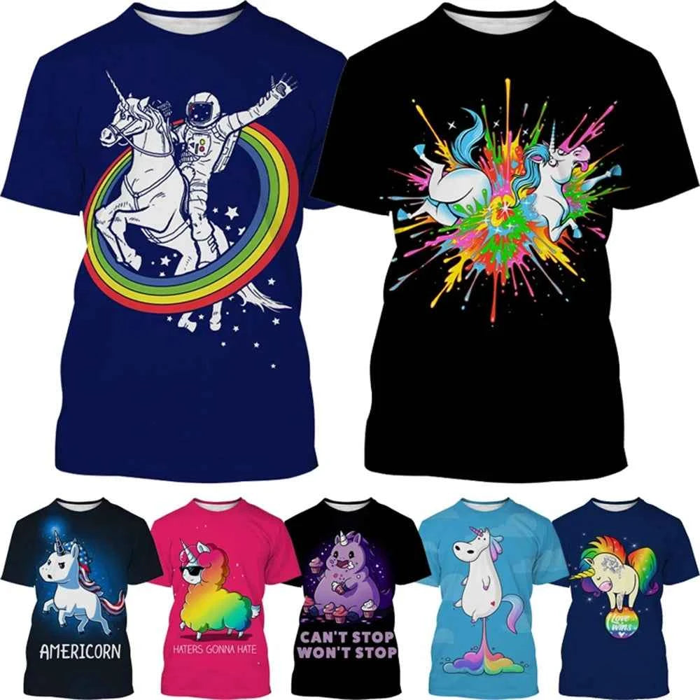 unicorn 3D painted art T-shirt