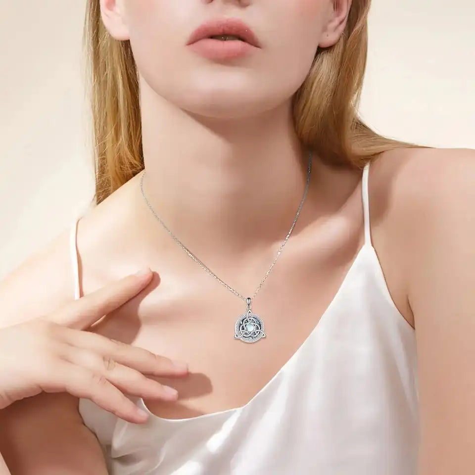 The Three-Fold Moon — Celtic Trinity Moonstone Necklace