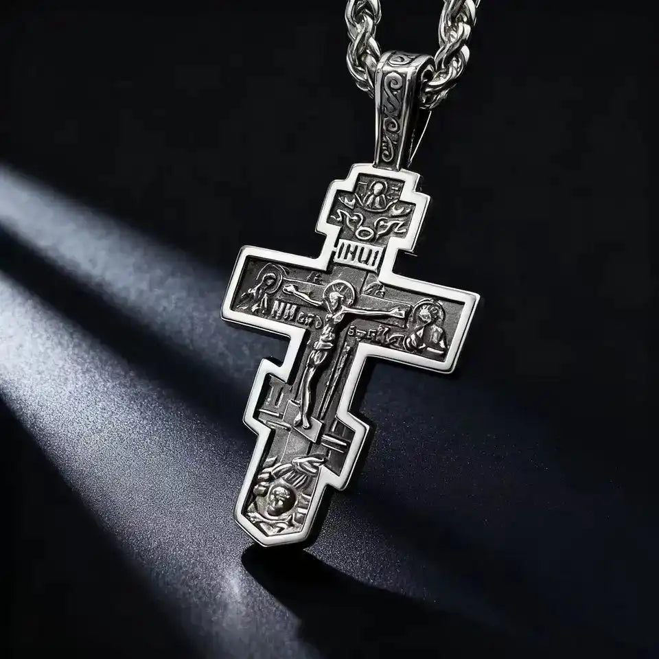 The Eternal Cross — Orthodox Jesus Pendant Necklace in Stainless Steel