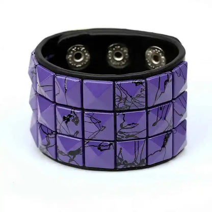 European and American New Punk Style Multi-Color Square Stud Leather Bracelet - Pedlar's Attic