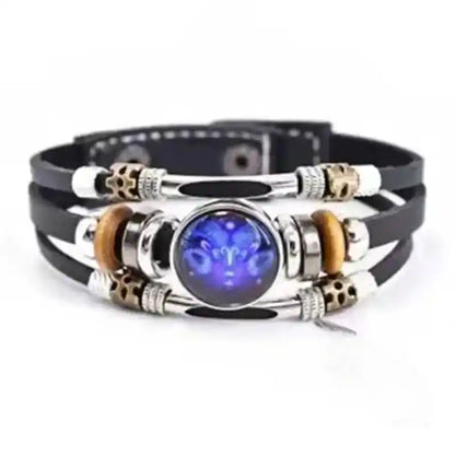 Zodiac Constellation Luminous Leather Bracelet — All 12 Signs