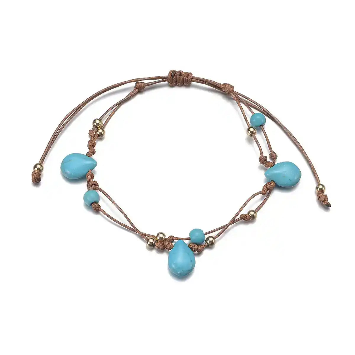 Barefoot & Rooted — Turquoise Woven Anklet