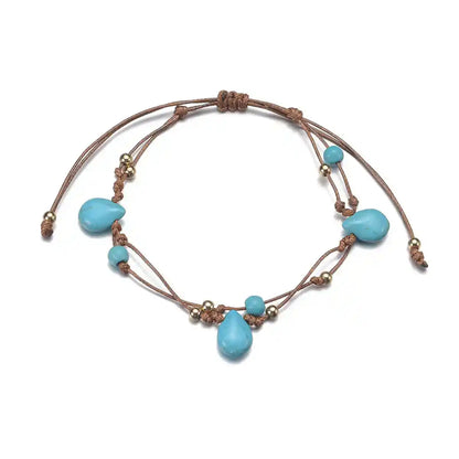 Barefoot & Rooted — Turquoise Woven Anklet