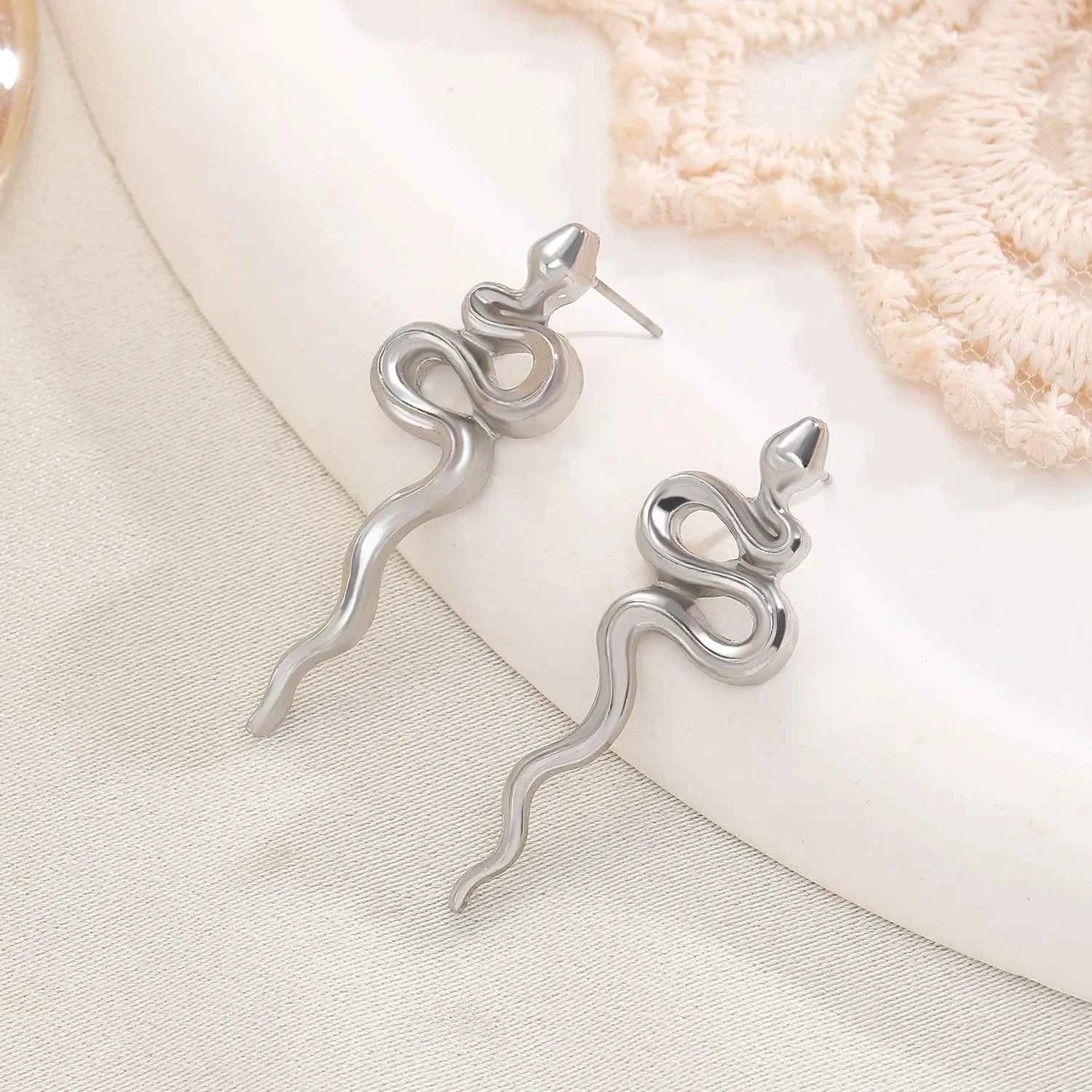 Snake Shaped Pendant Earrings