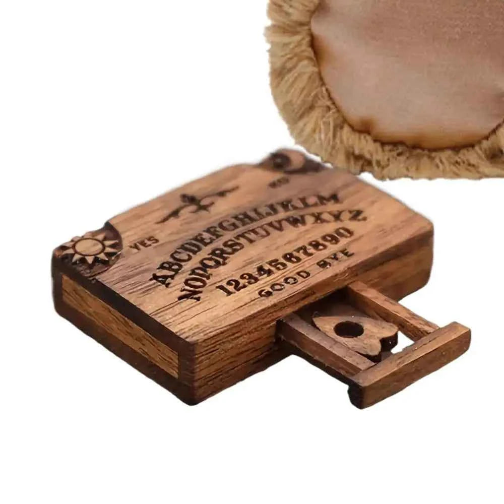 Mini Ouija Board With Drawer Handmade Retro Ouija Board Wooden Talking Spirit Board Emotional Love Drawer Divination Tools
