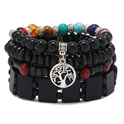 Ethnic 4-5pc/set wood bead tree Cactus Charms bracelets - Pedlar's Attic