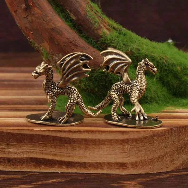Brass Dragon Small Statue Desktop Ornament