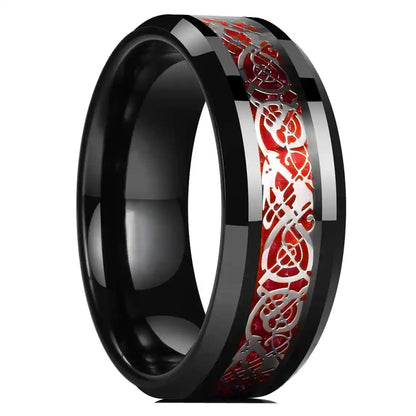 21 Colors 8mm Men's Stainless Steel Celtic Dragon Ring - Pedlar's Attic