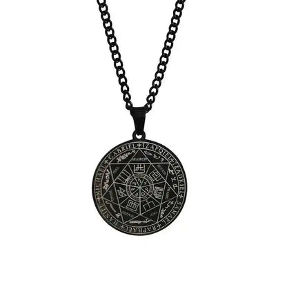 Necklace for Men Seven Archangels Pendant Solomon 7 Archangels Sigil Amulet Necklace Men Simple Stainless Steel Chain Jewelry - Pedlar's Attic