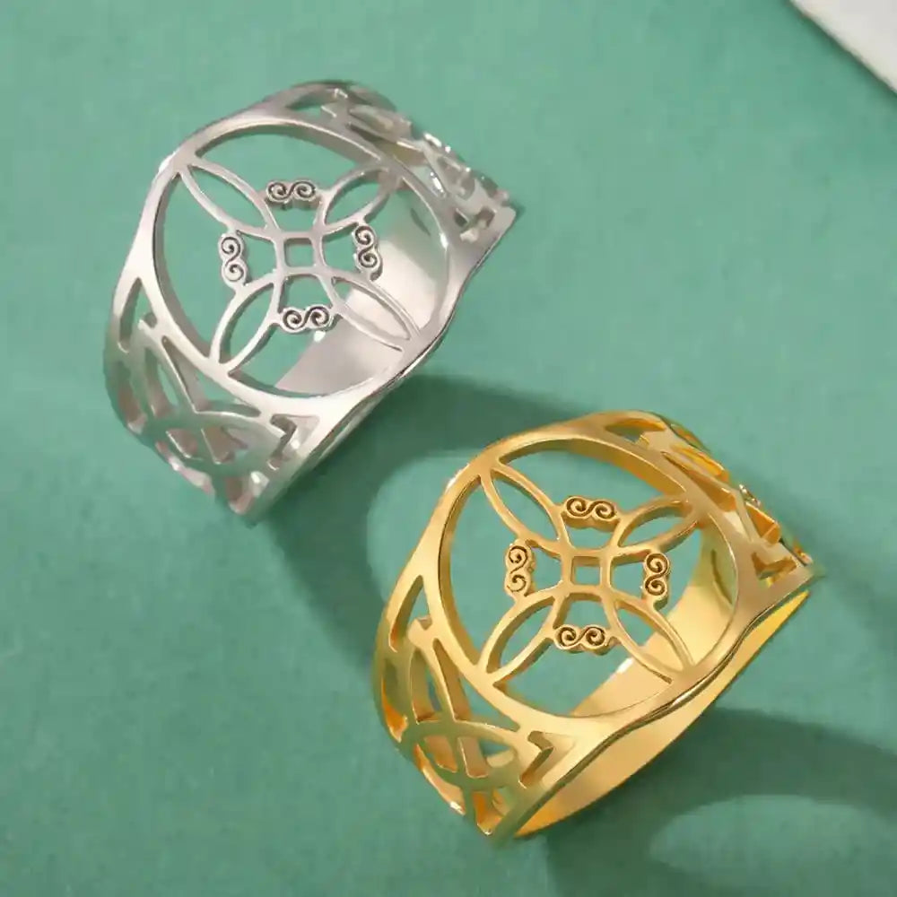 Witch Knot Rings for Women Men Stainless Steel Vintage Amulet Finger Ring - Pedlar's Attic