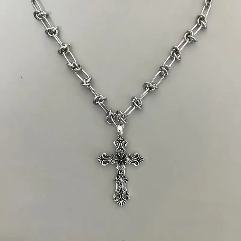 The Retro Relic — Vintage Cross Punk Chain Necklace