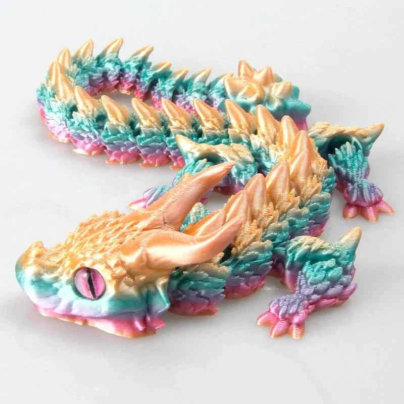 3D Printed Magic Dragon Movable Joint  Toy Rotatable Articulated Office Desktop Ornament Adults Kid Toy Crafts Gift - Pedlar's Attic