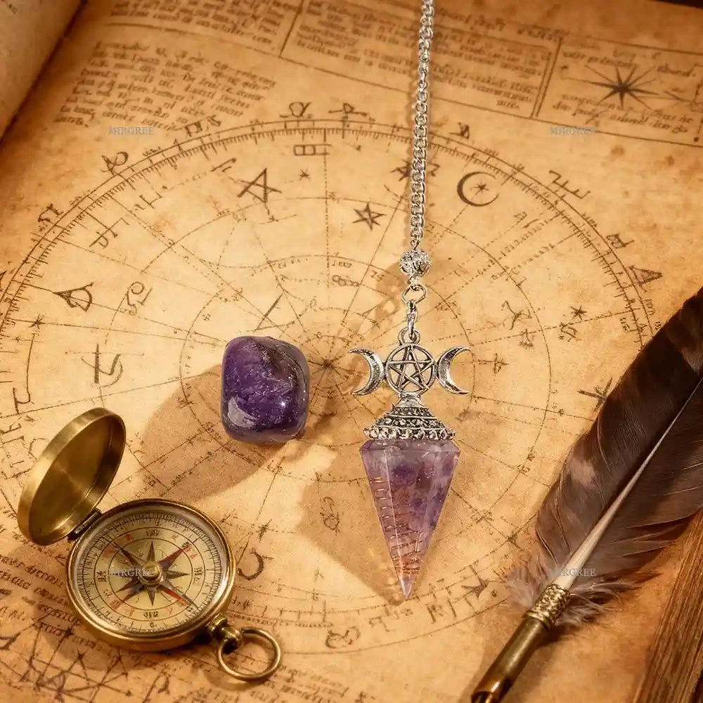 2pcs Amethyst Spirit Pendant Paired with Natural Stone Ornaments - Pedlar's Attic