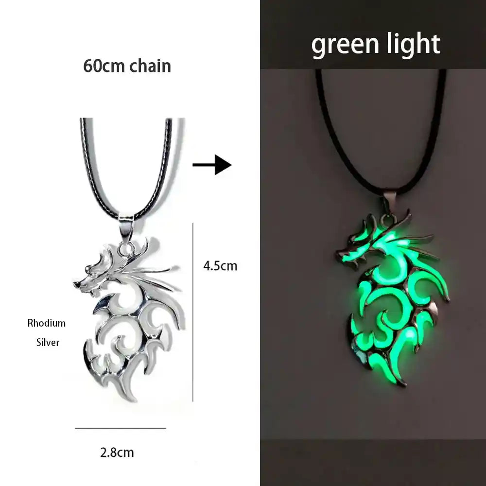 Luminous Alloy Dragon Pendant Glowing Necklace - Pedlar's Attic