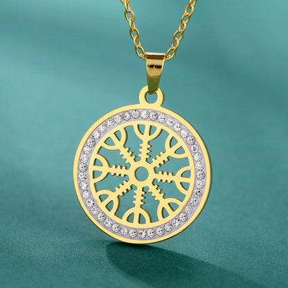 The Helm & the Wayfinder — Aegishjalmur Vegvisir Necklace