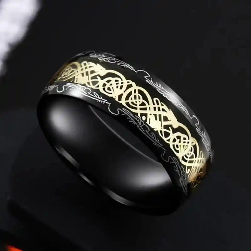 21 Colors 8mm Men's Stainless Steel Celtic Dragon Ring - Pedlar's Attic