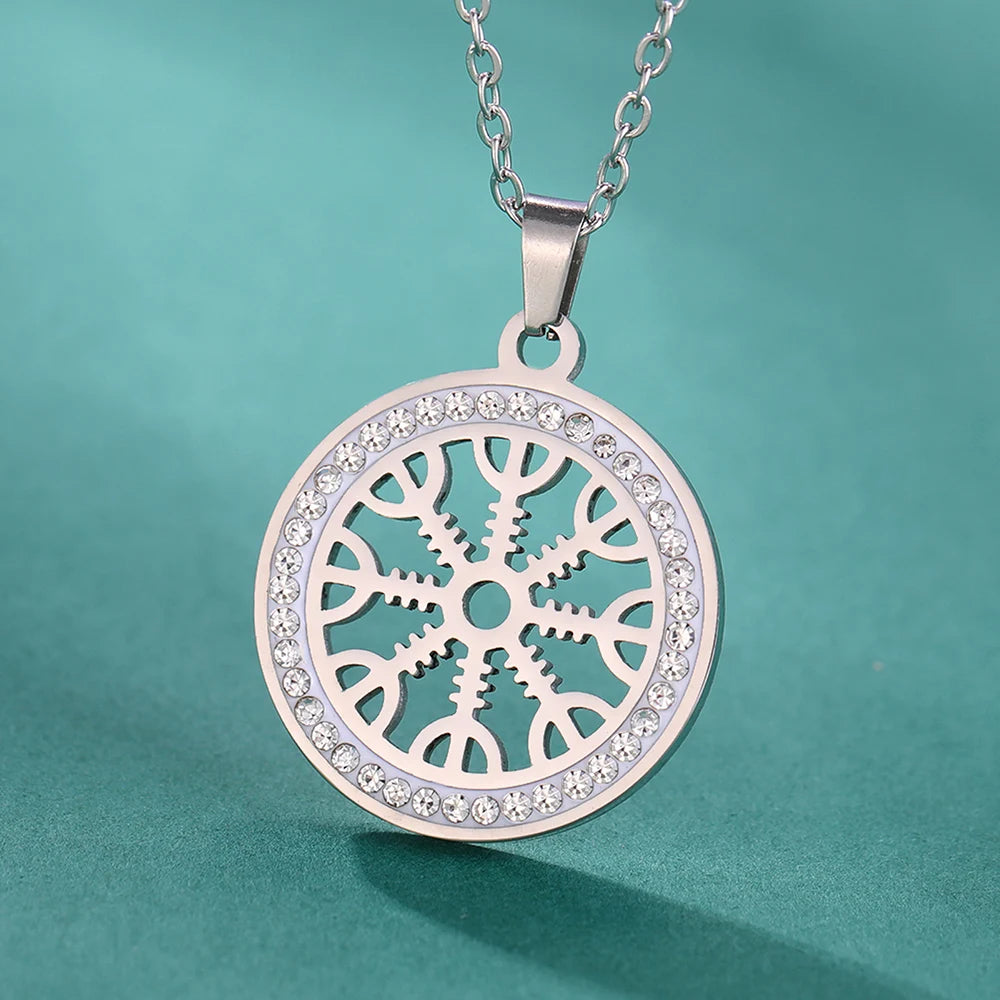 The Helm & the Wayfinder — Aegishjalmur Vegvisir Necklace