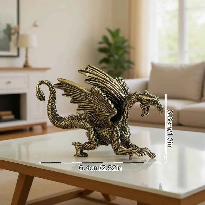 Brass Dragon Small Statue Desktop Ornament
