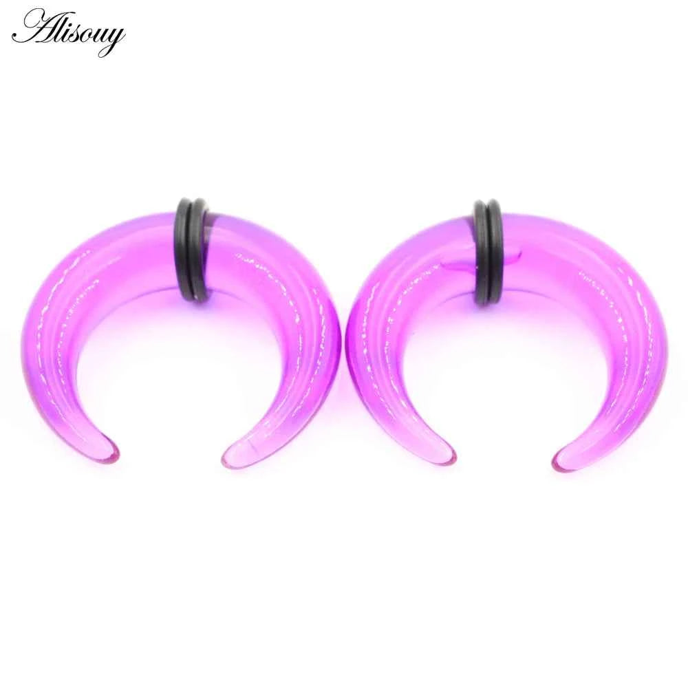 2pcs Acrylic C Sahpe Buffalo Horn Ear Pincher Septum Rings Piercing Black Ear Taper Stretcher Expander Body Jewelry 1.6mm-16mm