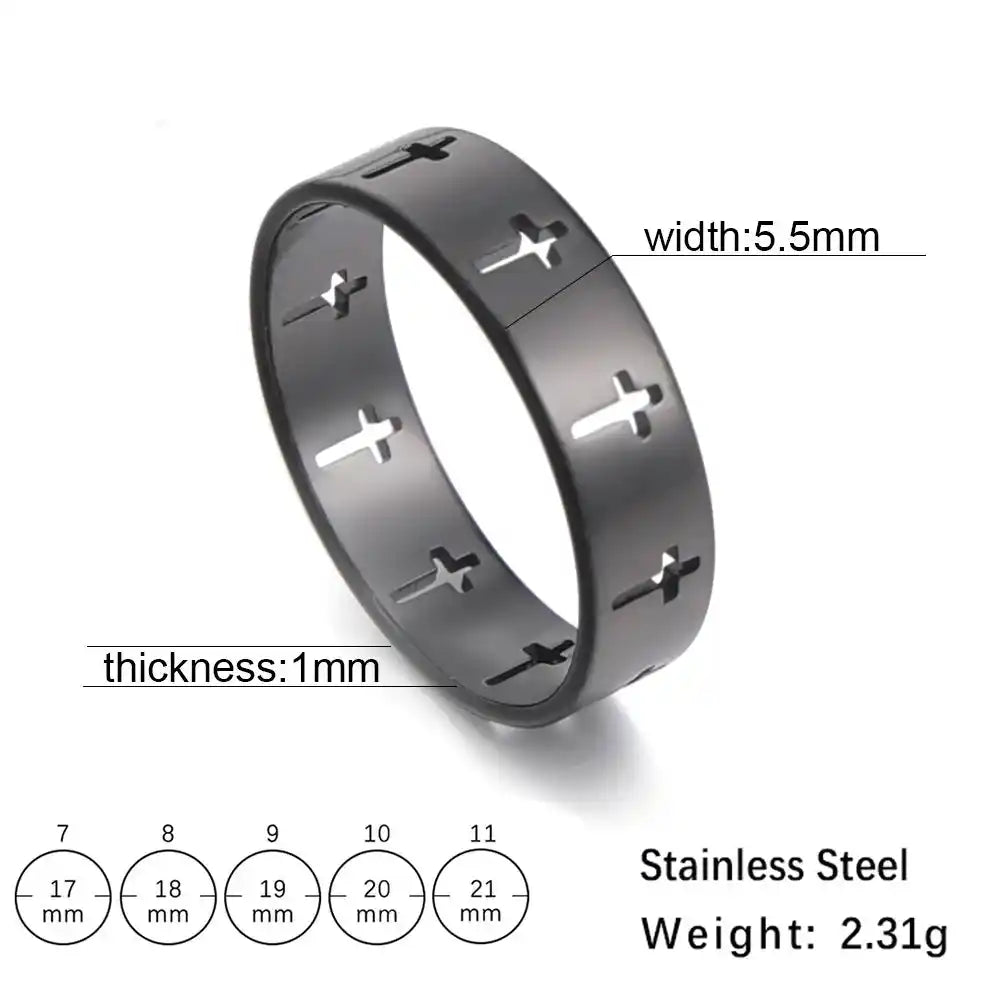 Bound by the Cross — Gothic Stainless Steel Couple Ring