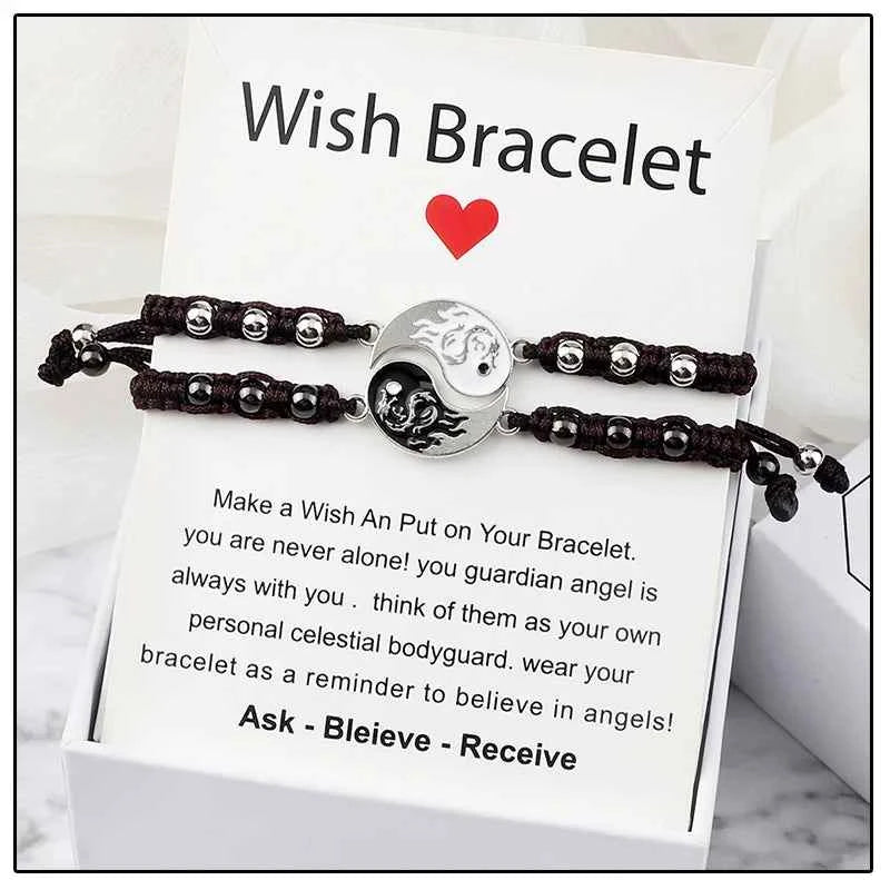 2Pcs/set Dragon Tai Chi Gossip Braided Bracelets lots of styles