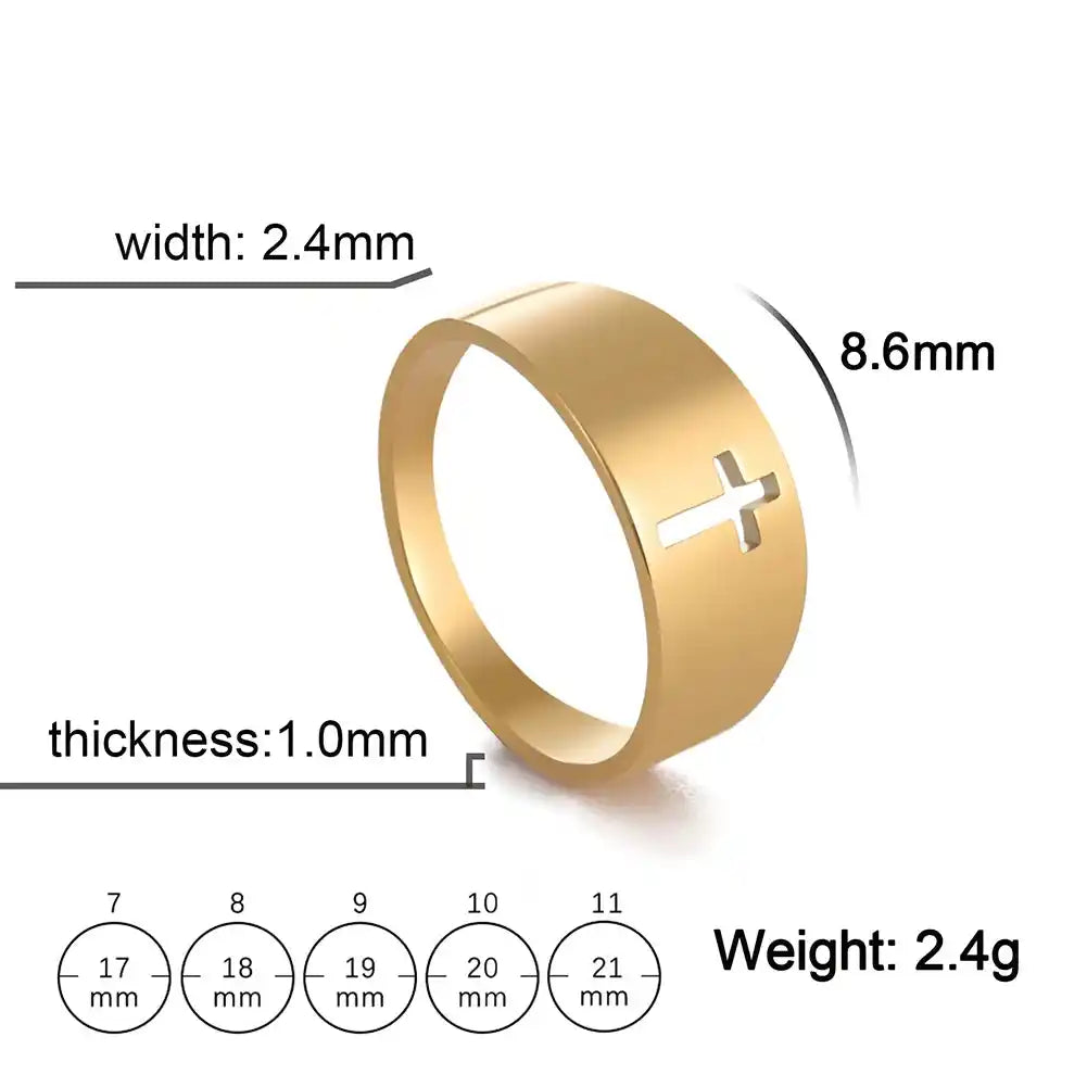 Bound by the Cross — Gothic Stainless Steel Couple Ring