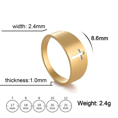 Bound by the Cross — Gothic Stainless Steel Couple Ring
