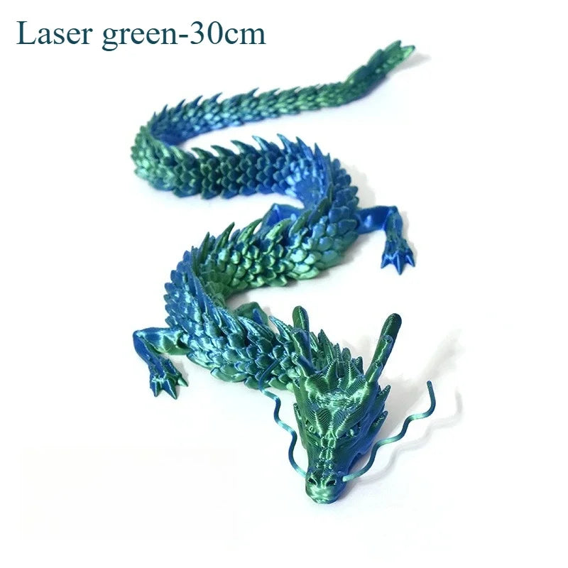 3D Printed Conjoined Dragon Ornaments, Movable Cartoon Creative Dragon Plants Toys Fish Tank Landscaping Decoration 30cm