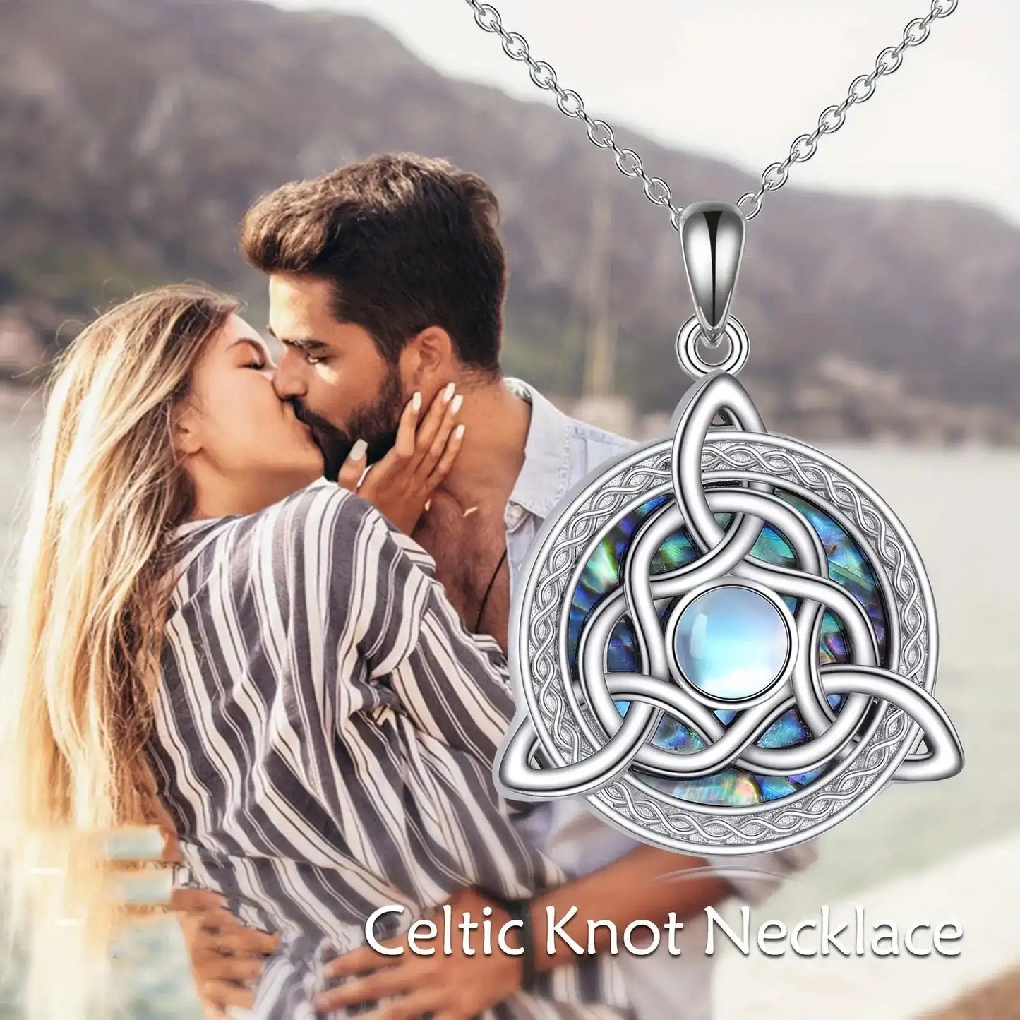 The Three-Fold Moon — Celtic Trinity Moonstone Necklace
