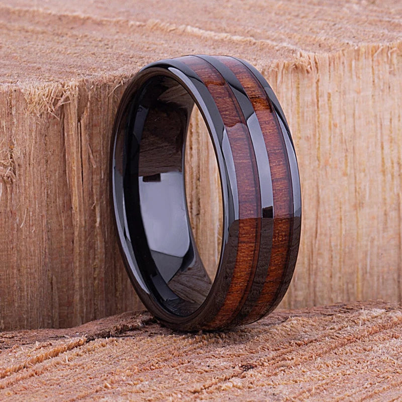 Stone Forge Ring — Agate & Stone Inlay Stainless Steel Band