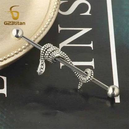 1pc Snake 14G Titanium Industrial Straight Barbells - Pedlar's Attic