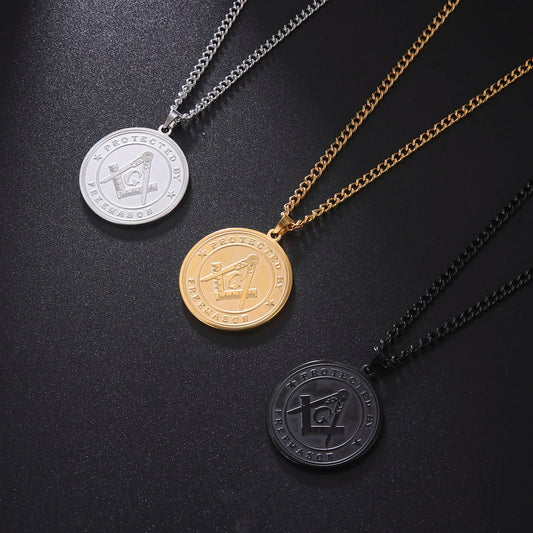 The Warden's Mark — Masonic Square & Compass Necklace