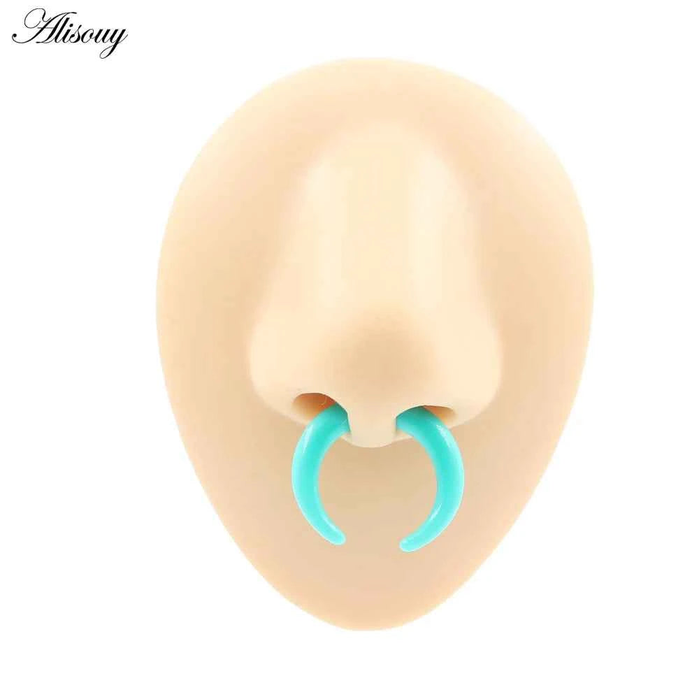 2pcs Acrylic C Sahpe Buffalo Horn Ear Pincher Septum Rings Piercing Black Ear Taper Stretcher Expander Body Jewelry 1.6mm-16mm