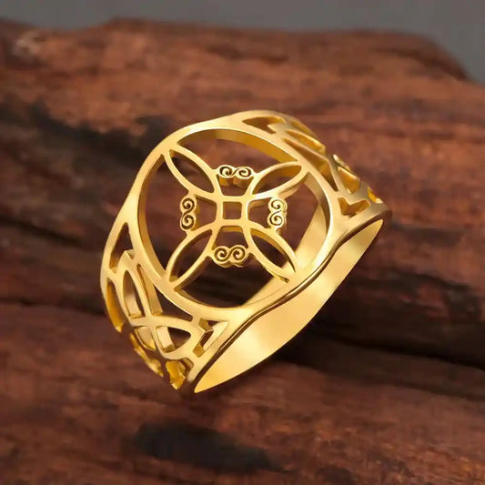 Witch Knot Rings for Women Men Stainless Steel Vintage Amulet Finger Ring - Pedlar's Attic