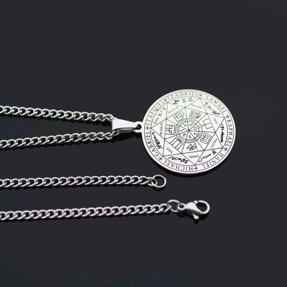 Necklace for Men Seven Archangels Pendant Solomon 7 Archangels Sigil Amulet Necklace Men Simple Stainless Steel Chain Jewelry - Pedlar's Attic