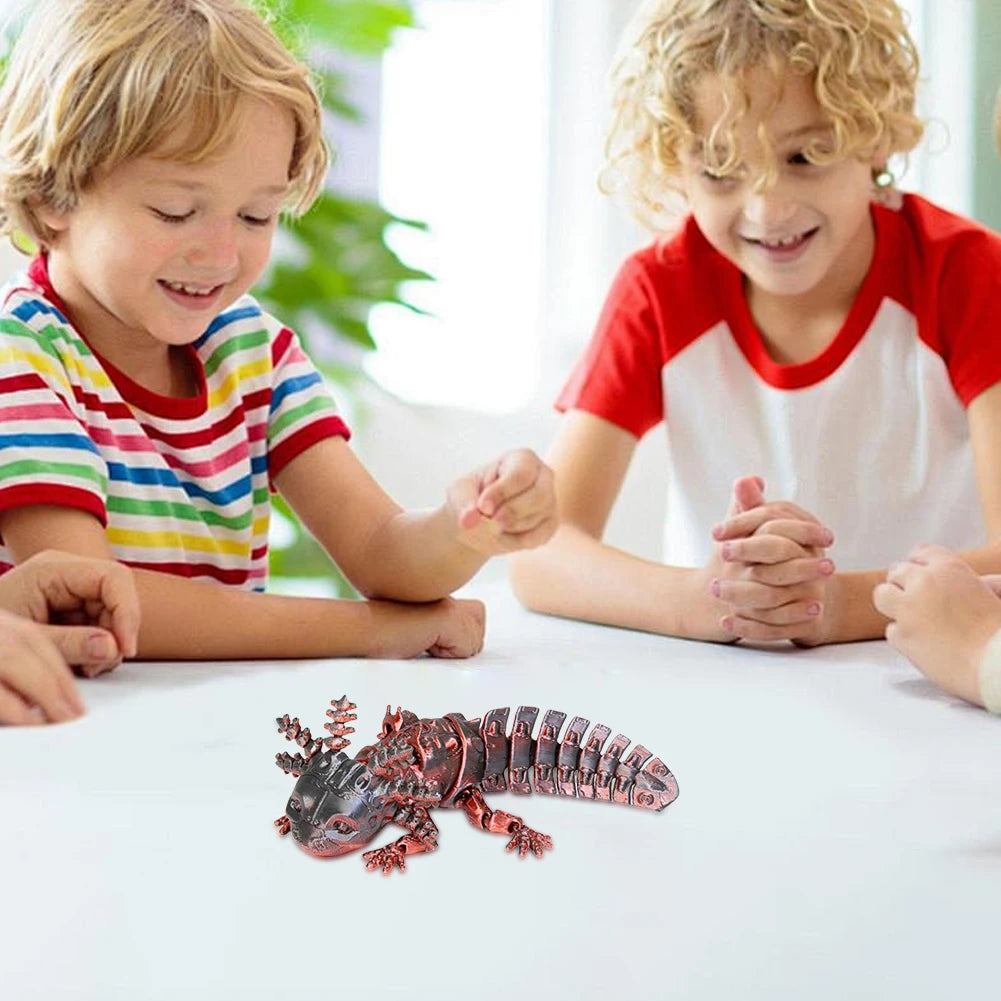 3D Printed Axolotl Toy Collectible Articulated Mechanical Axolotl Figurine 3D Printed Animal for Stress Relief Home Decor